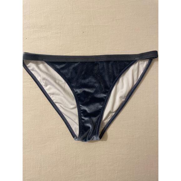 Cupshe Swim Women Sz M Bikini Bottom Velvet High Waist Swimwear Blue/Gray NWT - Picture 1 of 6